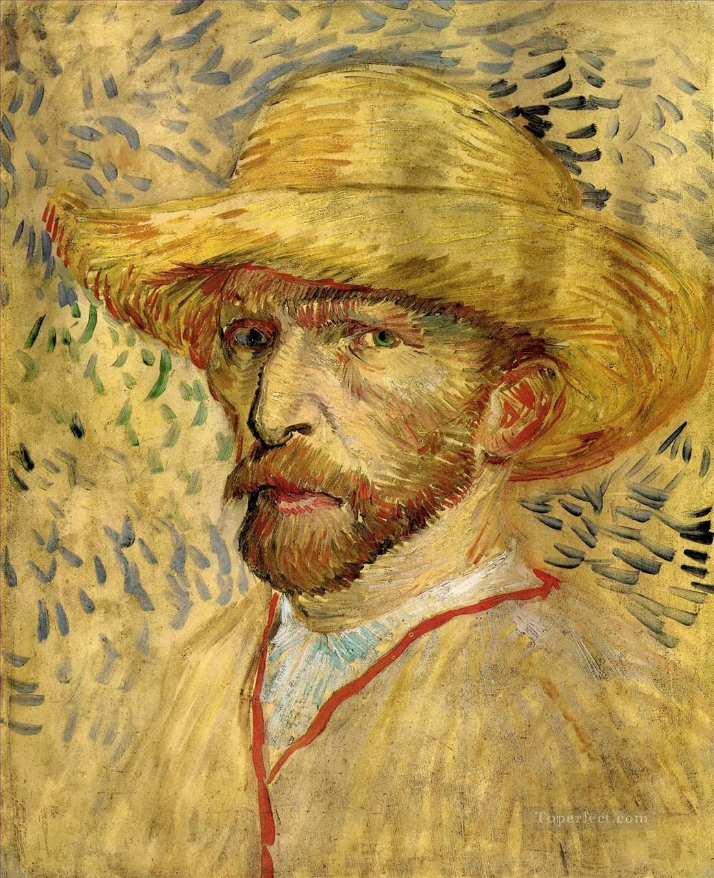 Self Portrait with Straw Hat Vincent van Gogh Oil Paintings